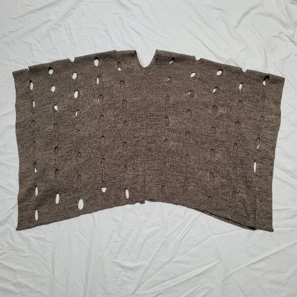 Marla Wynn Sweater Knit Poncho Cutout Design Oversized Soft Comfort Layer Office - Picture 2 of 8
